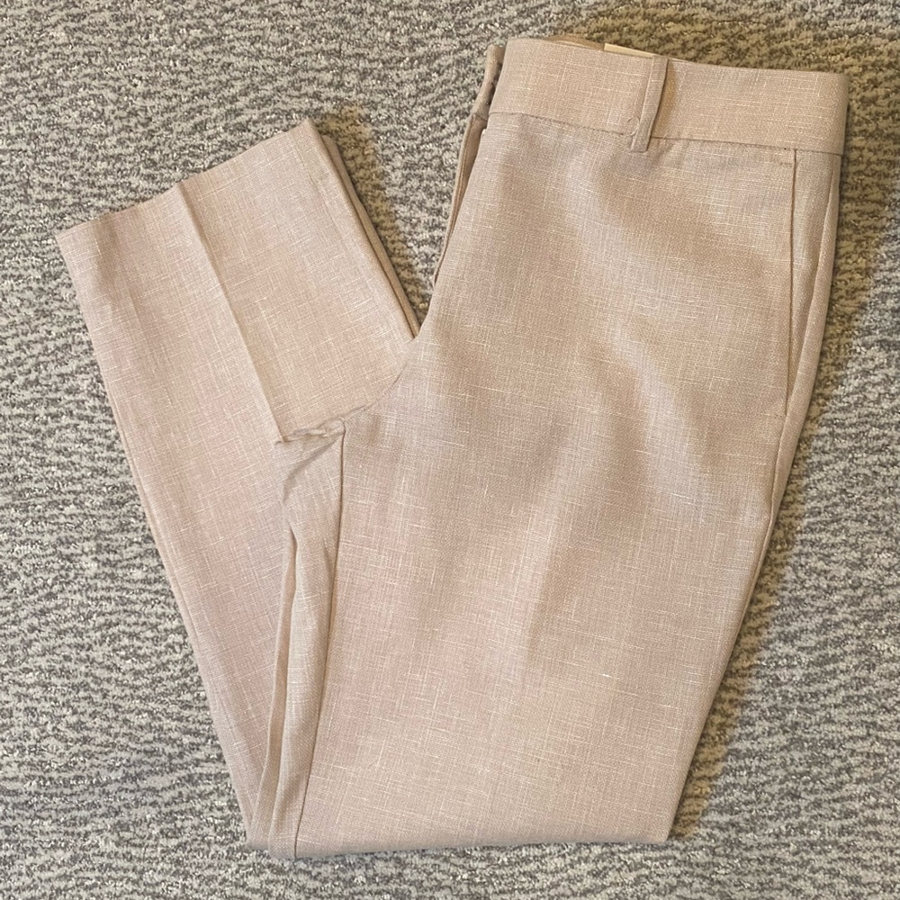 Ann Taylor Linen Blend Pants 10P Beige Neutral Petite NWT Lightweight
